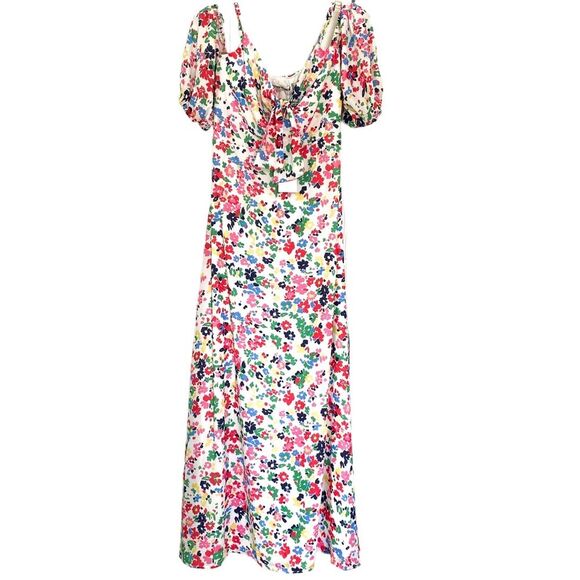 Twisted Wunder White Multicolor Floral Open Shoulder Maxi Dress Size 4 - Picture 1 of 9